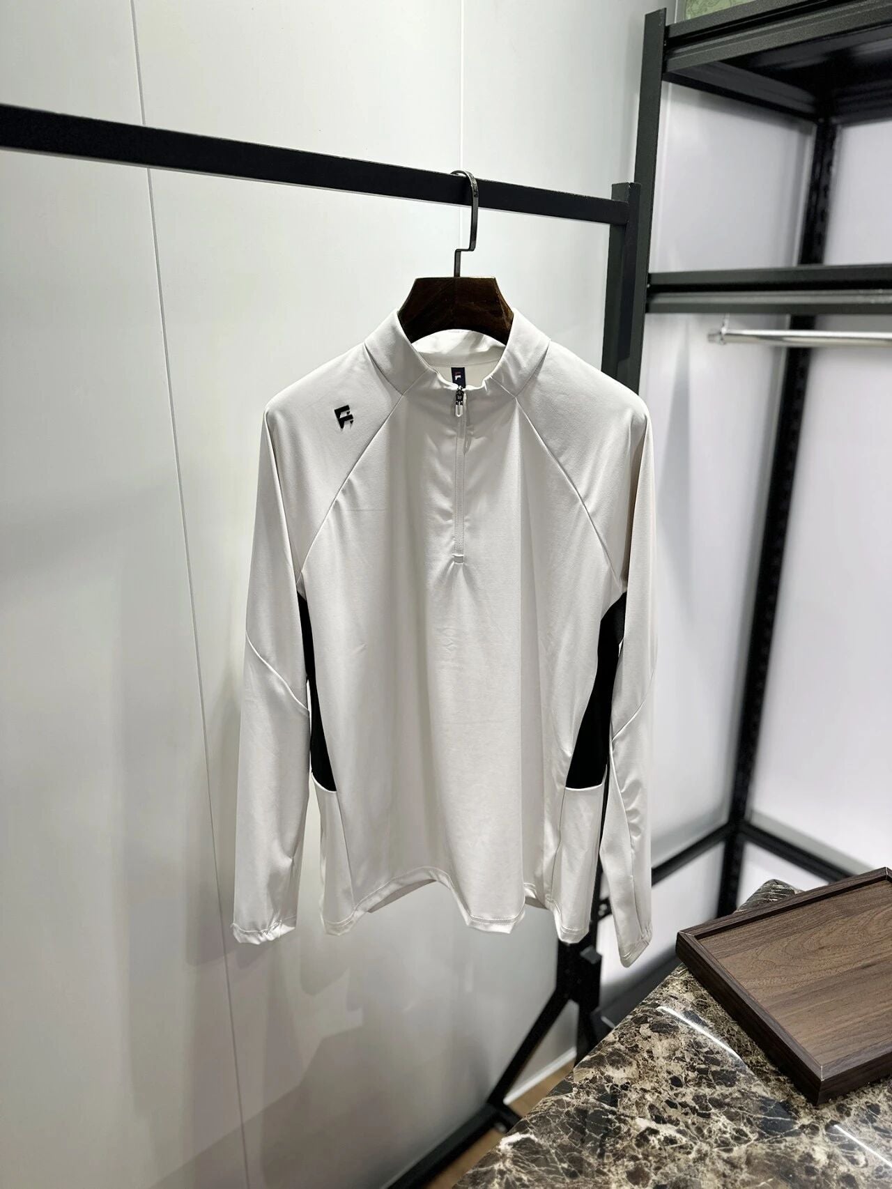 Mens Quarter Zip Quick Dry Long Sleeve Pullover Stand Collar Athletic Tops Breathable Lightweight Outdoor Hiking Running Training Performance Shirts