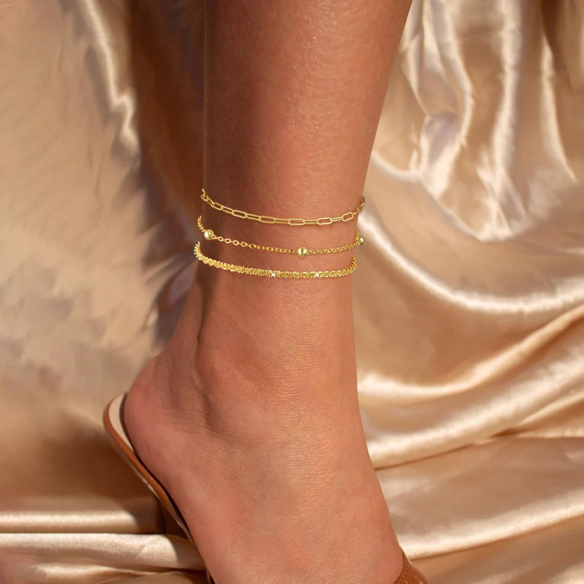 Retro Metal Versatile 3-piece Ankle Chain Set