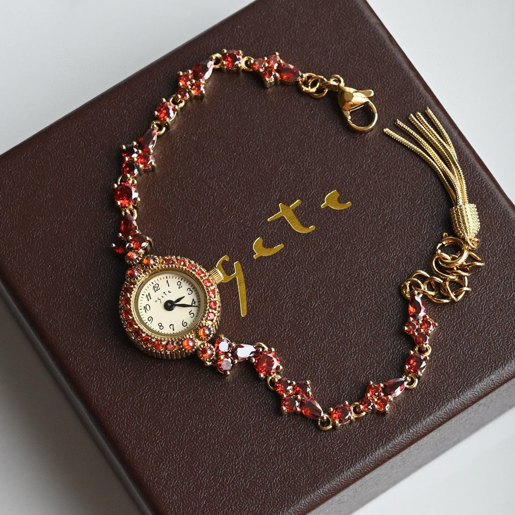 Vintage Square Watch For Women A Dainty Mini Square Design With A Wheat-sheaf Motif