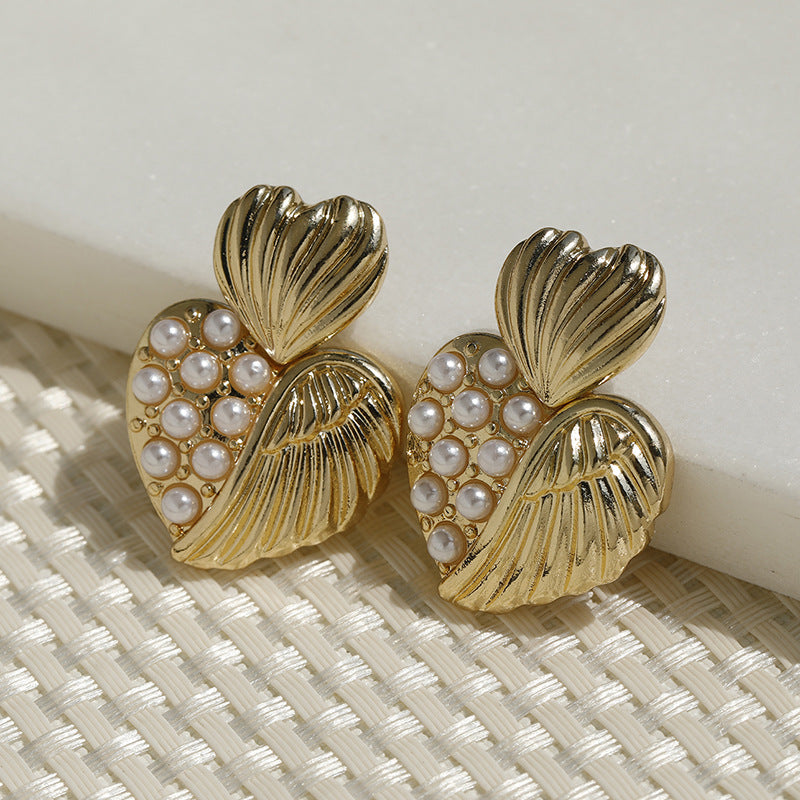 New Arrival Minimalist Women Earrings, Irregular Studs, Geometric Alloy Circle Pearl Drop Earrings