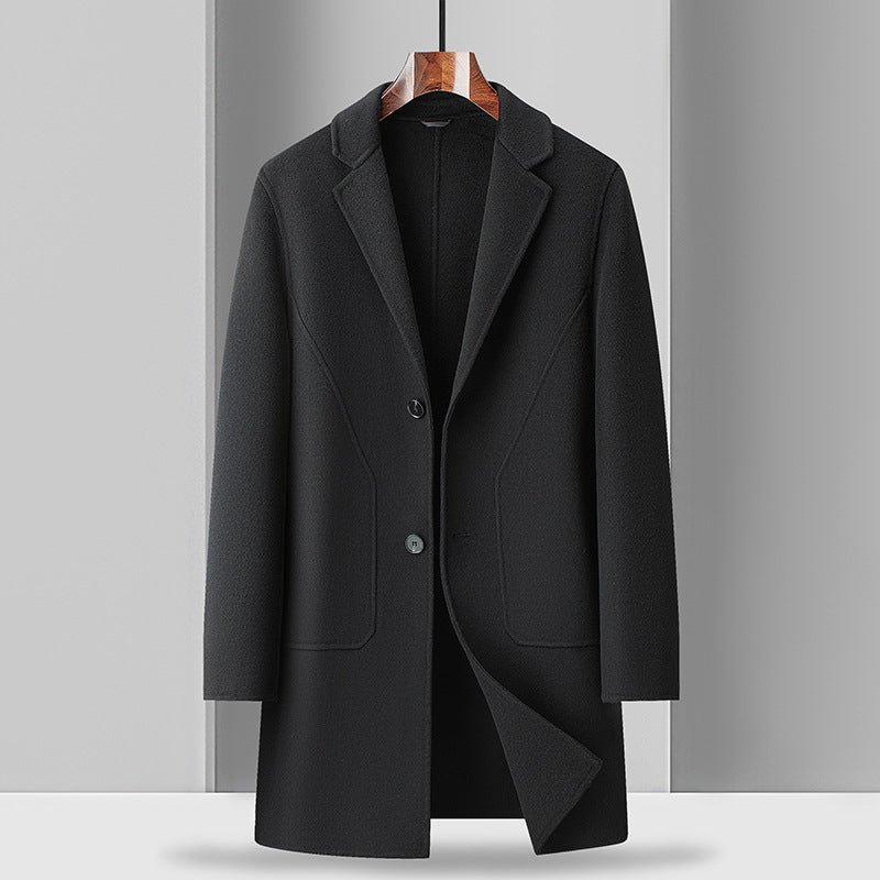 Men's Mid-Length Double-Faced Wool Coat