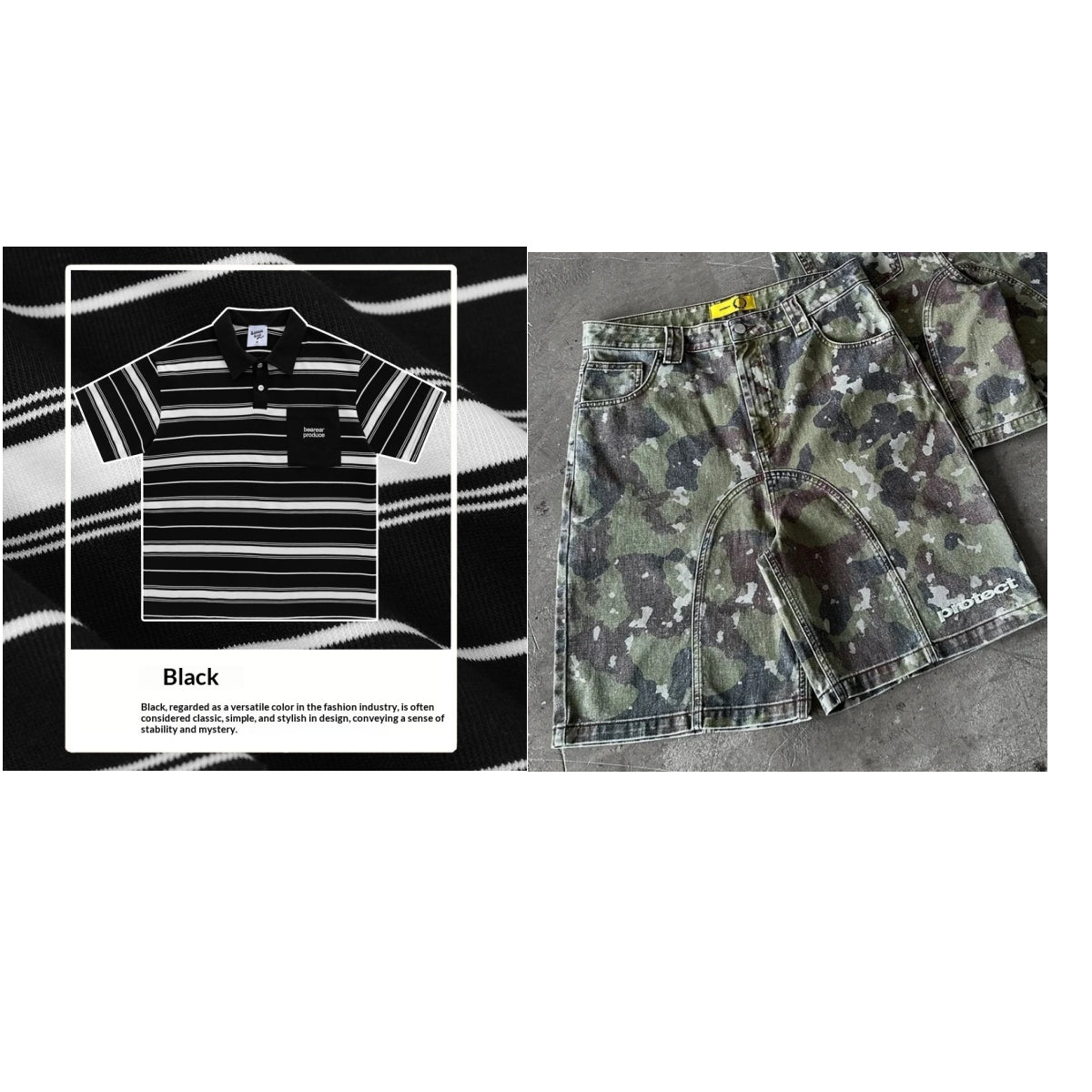 Loose-fitting Polo Shirt With A Lapel Collar Short-sleeved Striped T-shirt