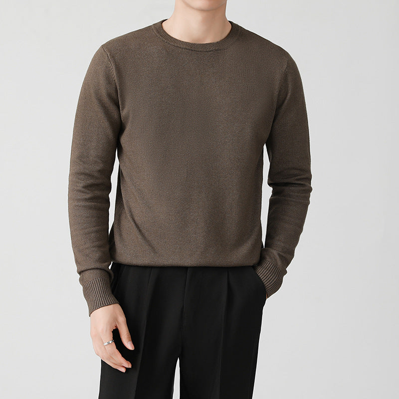 Mens Thickened White Knit Bottoming Sweater