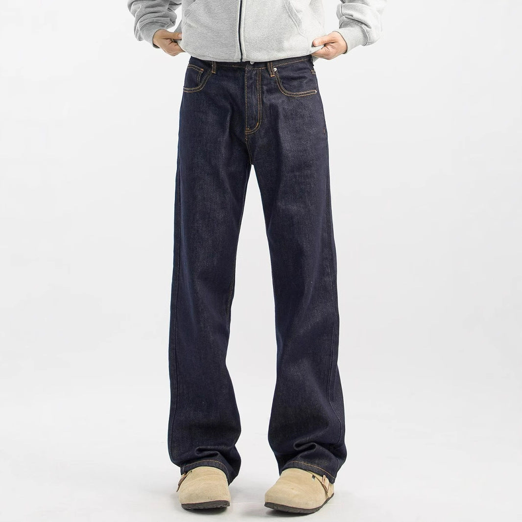 New Mens Retro Casual Wide-leg High-street Loose Straight-leg Pants