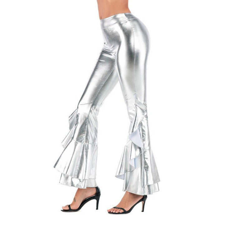 Women's Slim-fit Leather Bell-bottom Pants