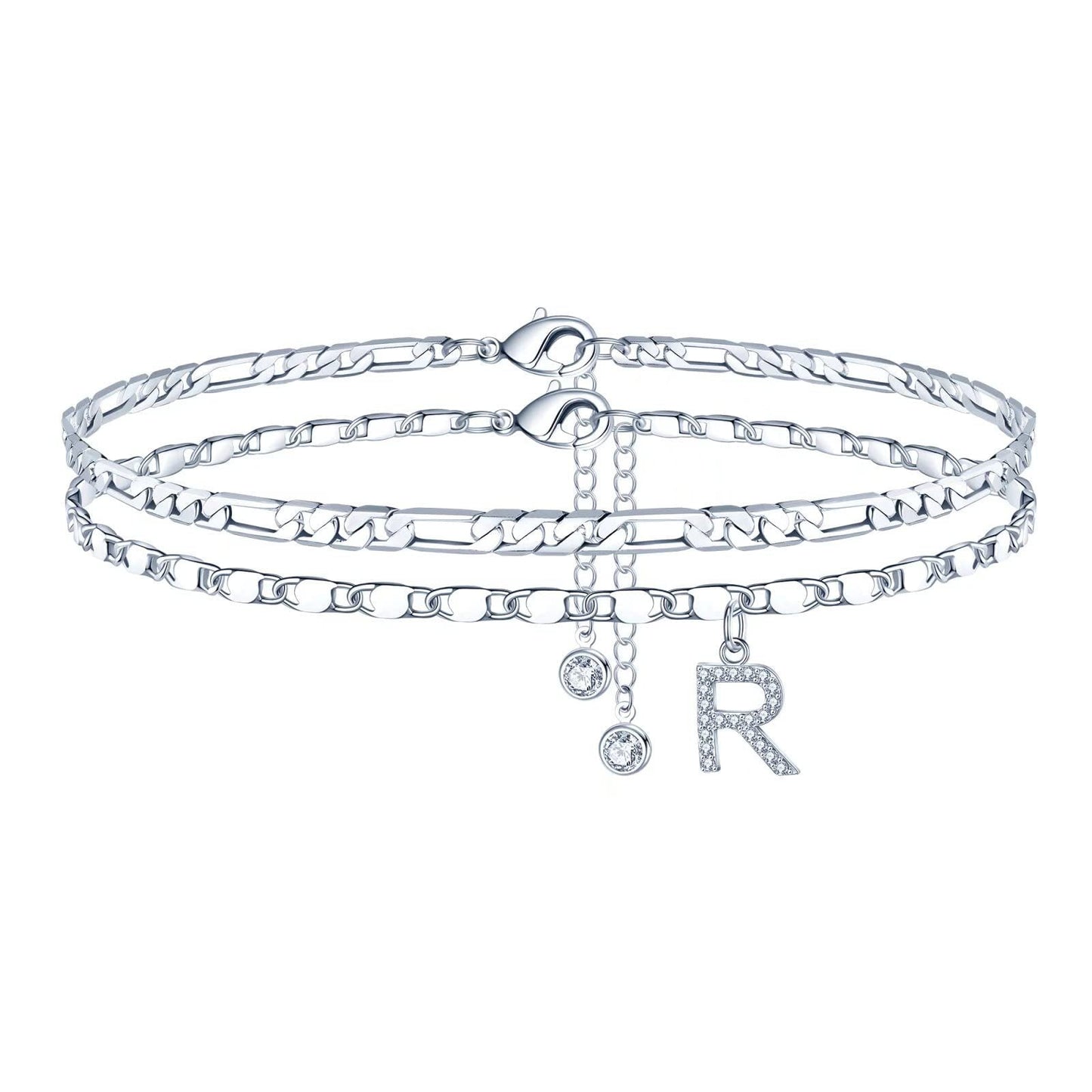 26-letter English Zircon-inlaid Pendant With An NK Chain, Double-layered