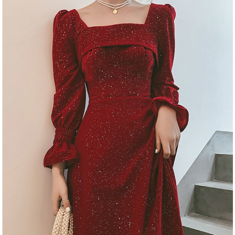 Bridal Toast Attire Red Autumn Party Look
