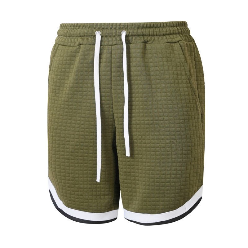 Mens Sporty Plaid-Panel Short Shorts
