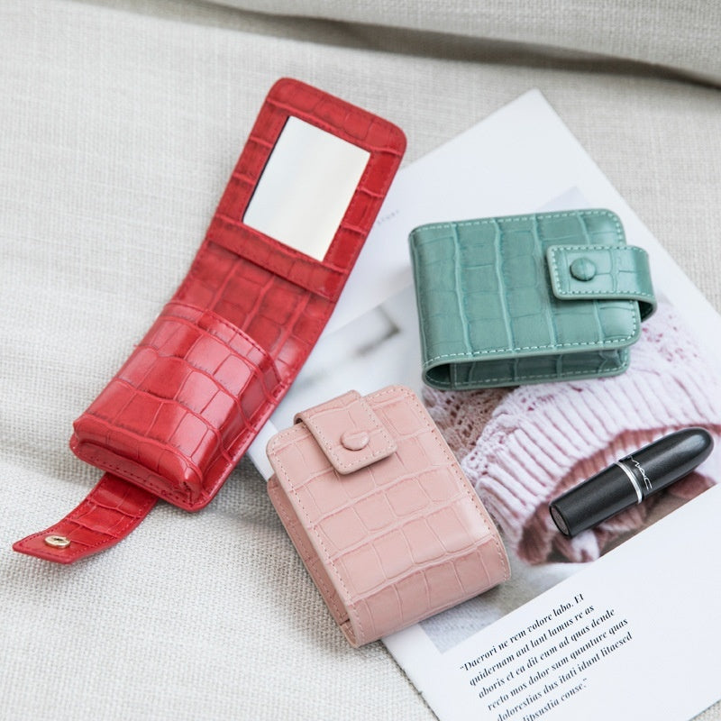 Stylish Portable On-the-go Makeup Bag For Womencreative Design With A Built-in Mirror