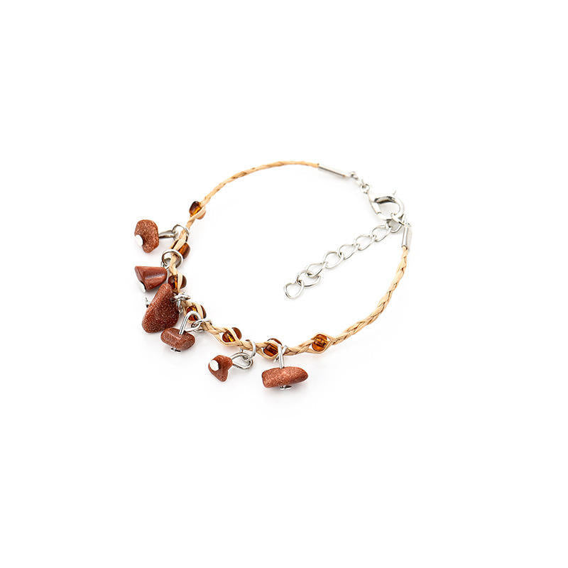 Raffia Pebble Bracelet, Hand-woven Bracelet, Raffia Anklet