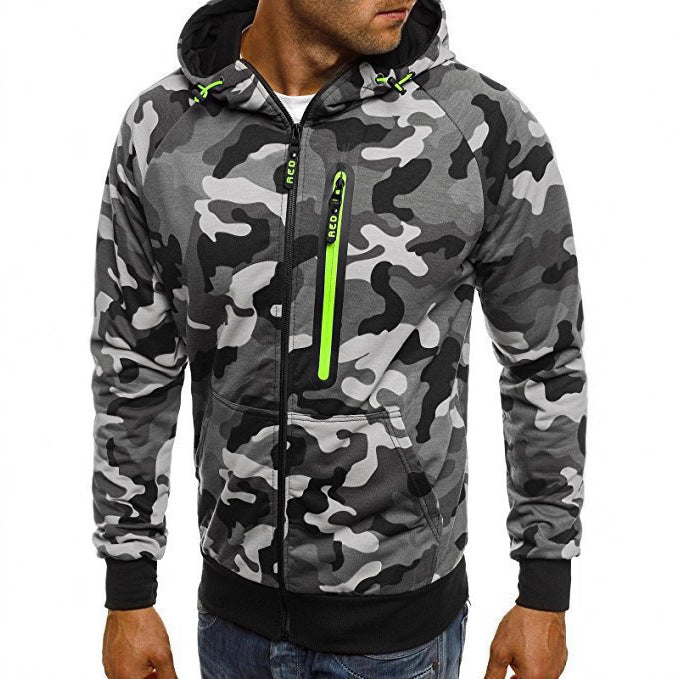 Men's Casual Hooded Zip-Up Sweatshirt Jacket