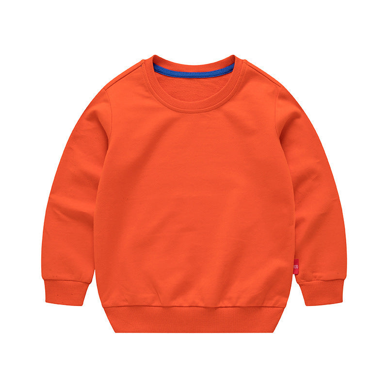 Boys Korean Round Neck Solid Color Loose Long Sleeve Pullover