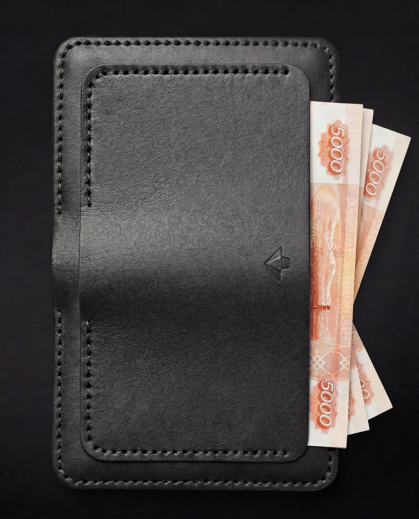 Handmade Men's Wallet With Card Slots And Passport Holder Made Of Top-grain Cowhide.