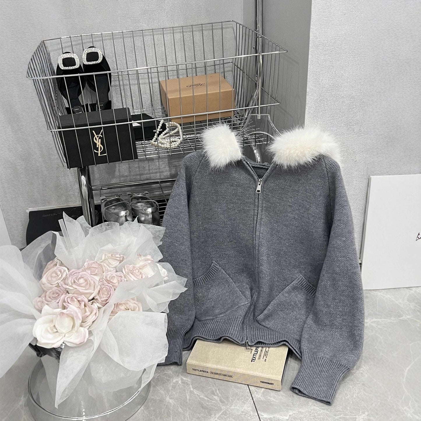 Thickened Hooded Large Fur Collar Knitted Women's Clothing Loose Casual Sweater