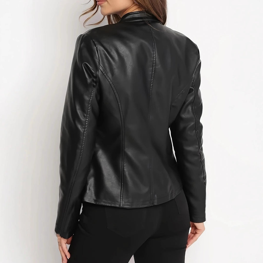 Fashionable Slim-fit Short Women's Leather Jacket