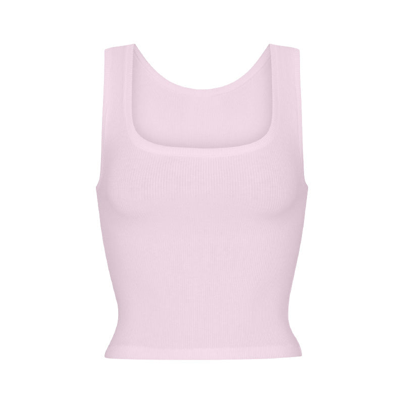 Athleisure Ribbed Knit Stretch Camisole With Straps