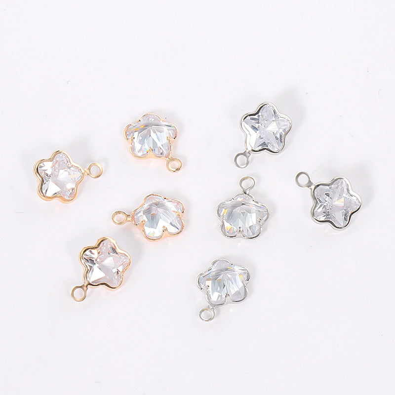 Geometric Zircon Bezel Set Pendant - Gold Plated Color Retention Charm for DIY Earring Jewelry Making Accessories