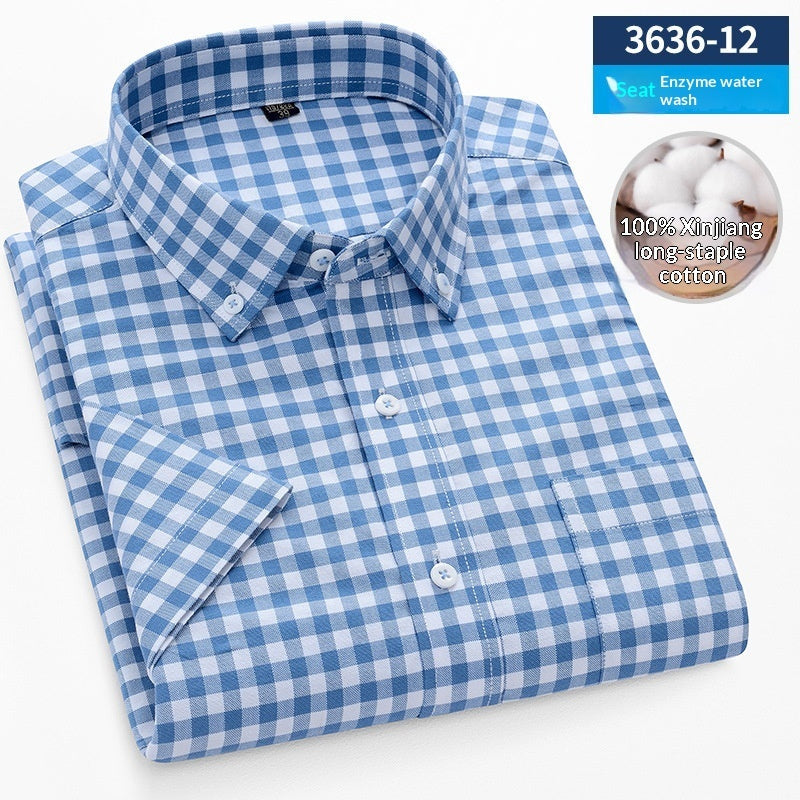 Mens Short-Sleeve Pure Cotton Oxford Shirt