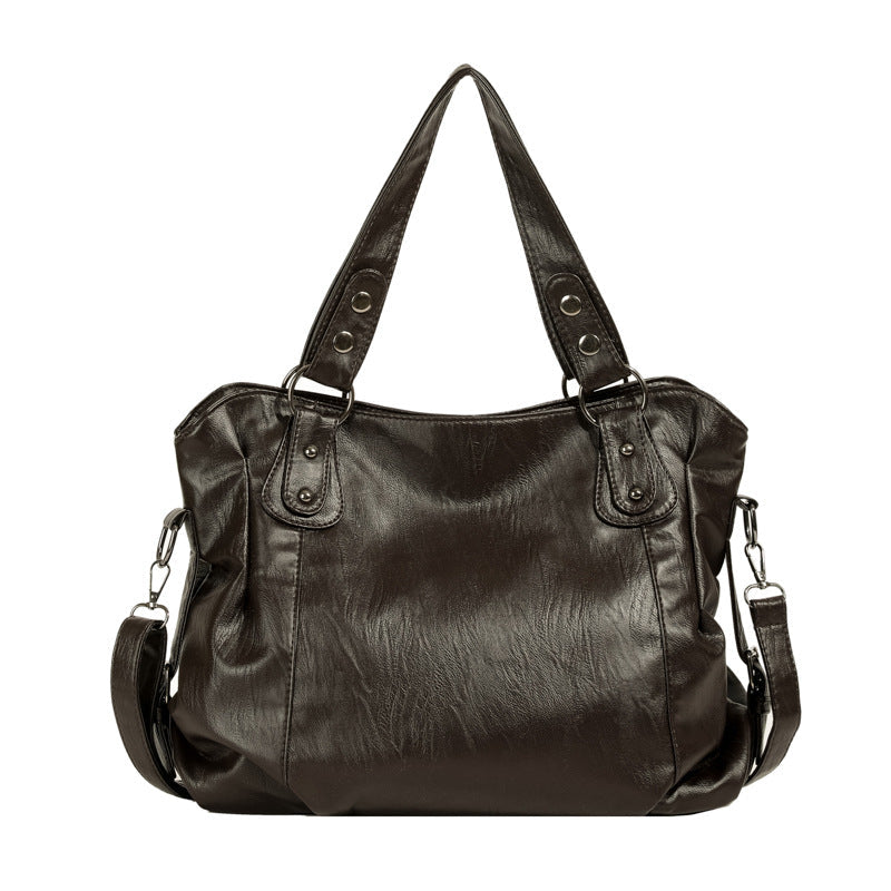 Cross-border Foreign Trade Tote Bag 2025 New Retro Handbag, Korean Version Large Capacity, Fashionable And Simple Single-shoulder Crossbody Bag