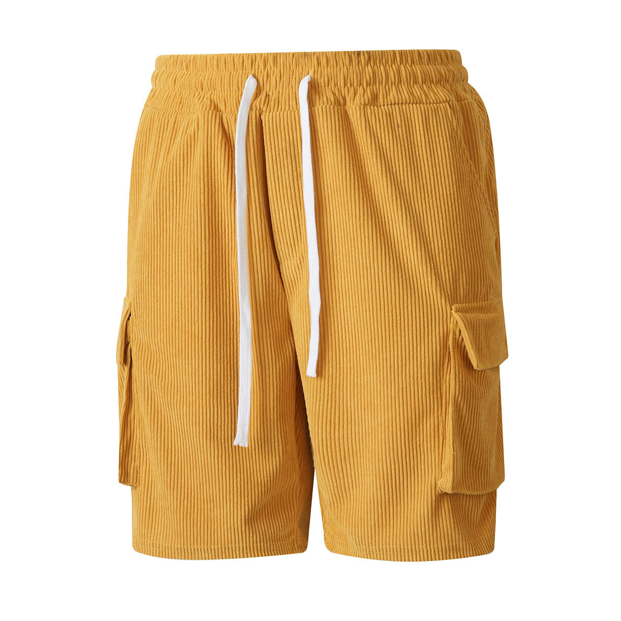 Corduroy Utility Shorts With An Elastic Waist And Drawstring