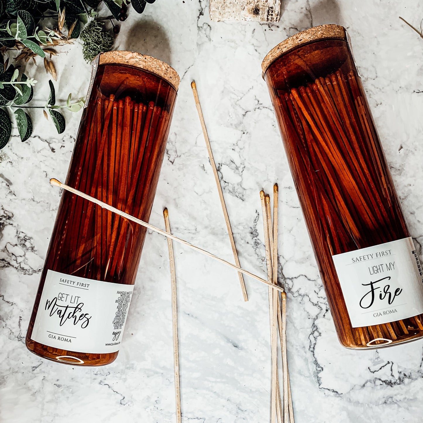 9 Inch Apothecary Matches Extra Large Safety in Amber Glass Jar With Cork Lid