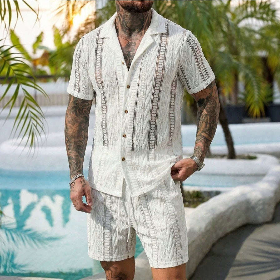 Mens Fashionable Printed Casual Shirt Set