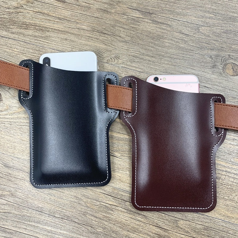 Outdoor Sports Vertical Phone Waist Pouch Leather Case