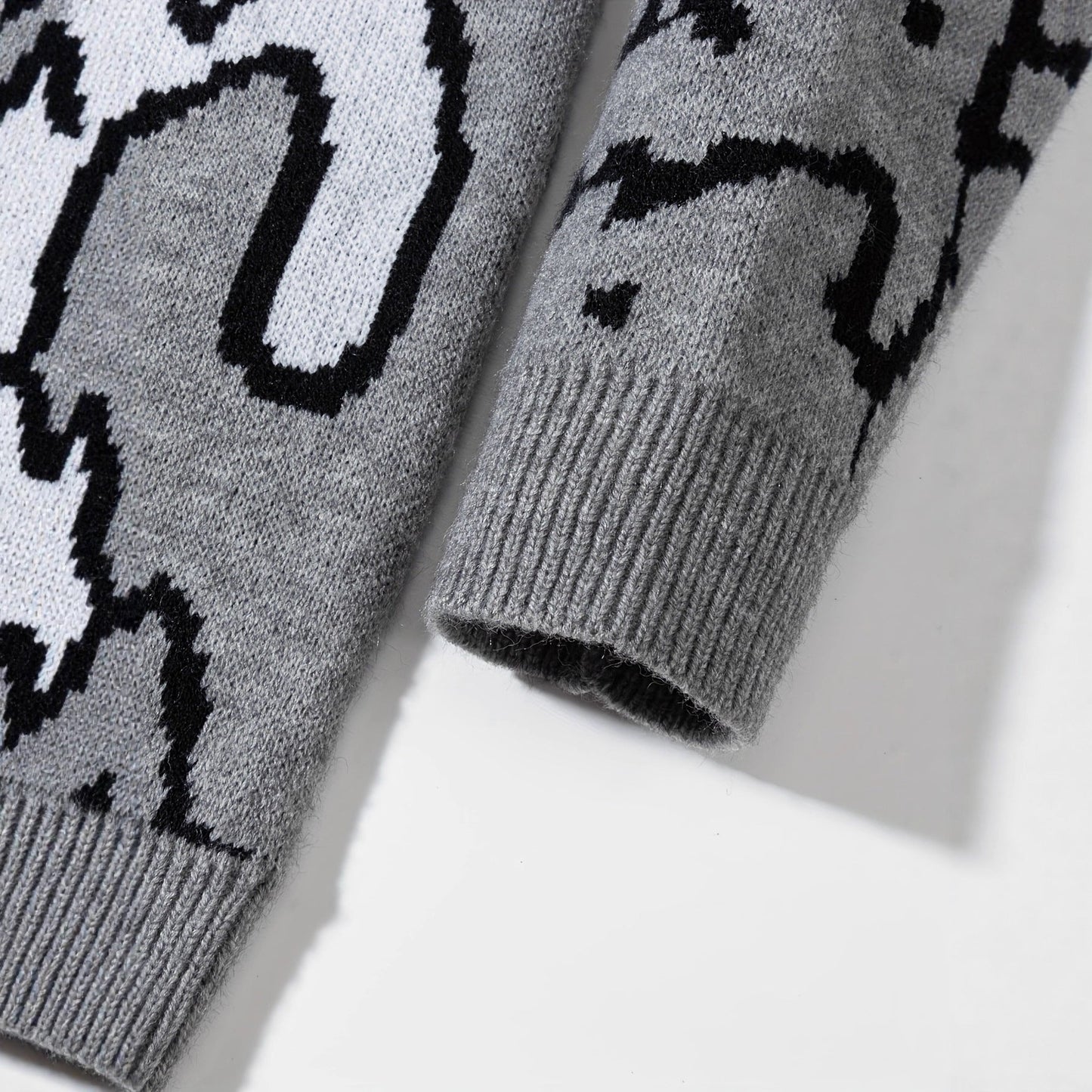 Mens Cute And Quirky Cat-print Knit Sweater