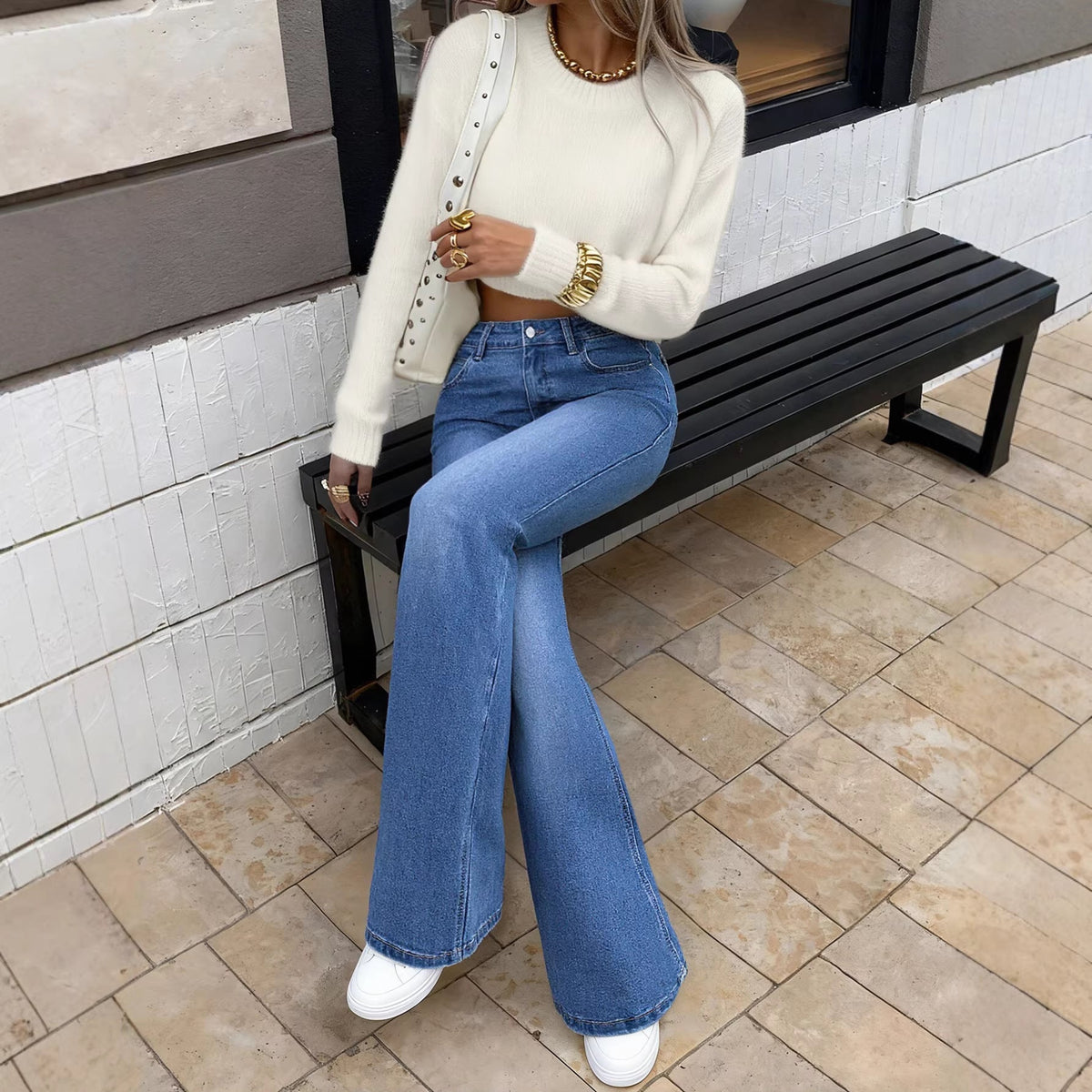 Casual High-street Slim Straight Bootcut Pants
