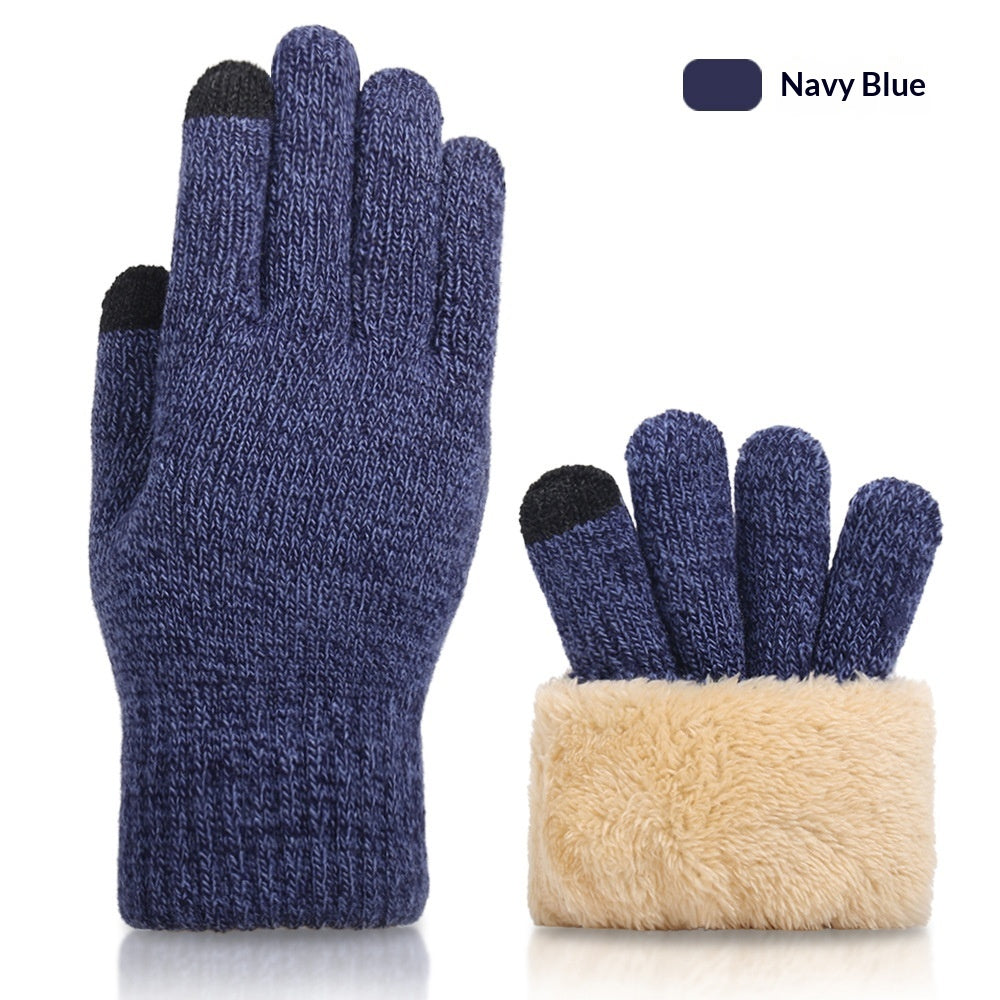 Autumn And Winter Touchscreen Gloves For Men With Fleece Lining