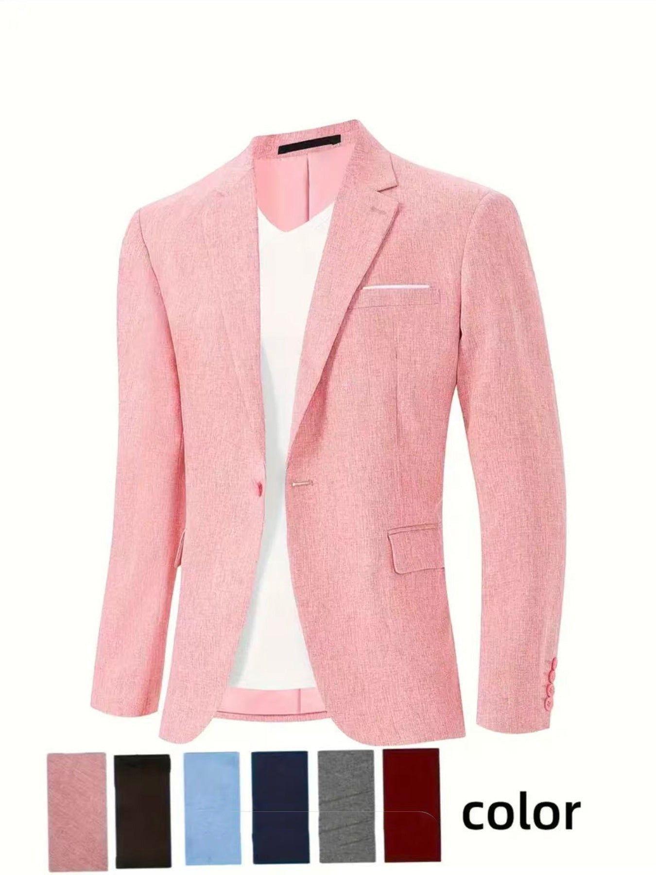 Mens Korean-style Slim-fit Single-breasted Casual Blazer