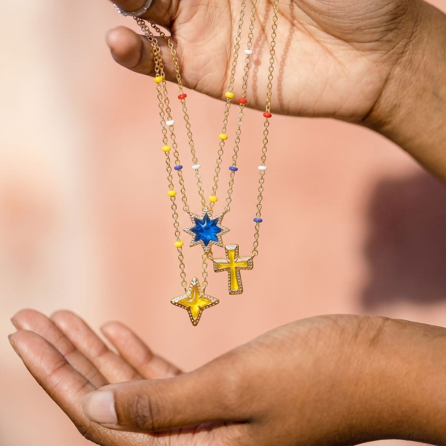 Geometric Irregular Cross And Heart Necklace