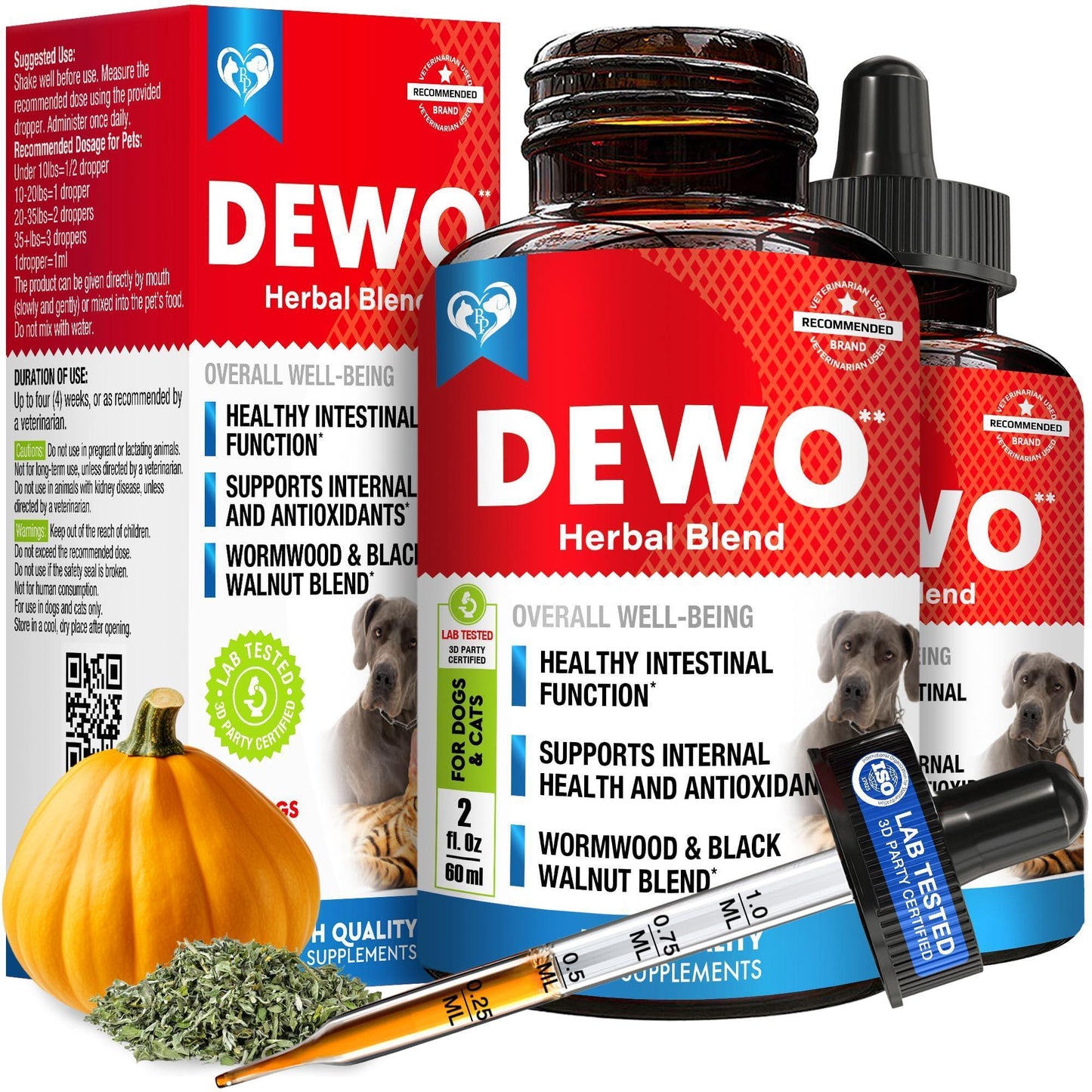 Intestinal Cleanse Drops for Dogs & Cats 60 ml 2-Pack Wormwood & Black Walnut