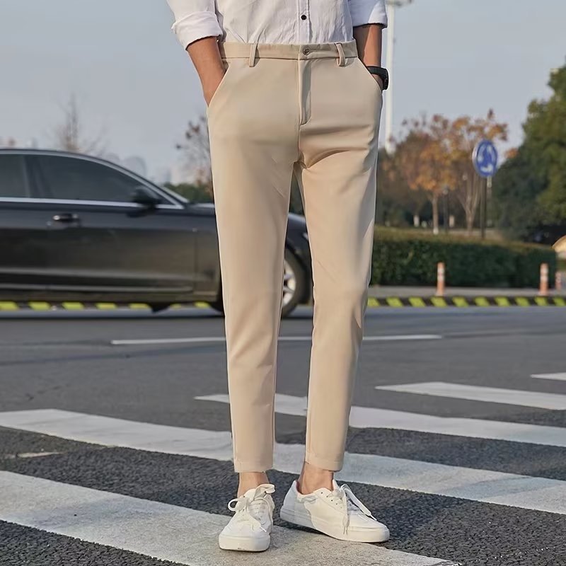 Men's Fashionable Slim-Fit Casual Drapey Cropped Trousers