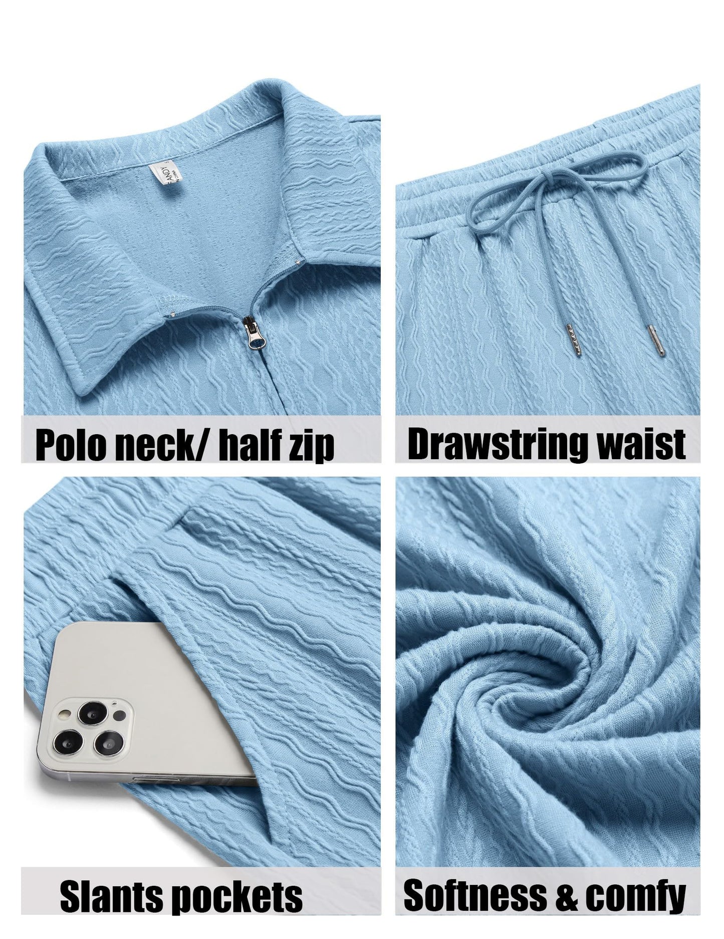 COOFANDY Men's 2 Pieces Outfits Casual Quarter Zip Polo Shirt and Shorts Set Athletic Jogging Summer Tracksuit