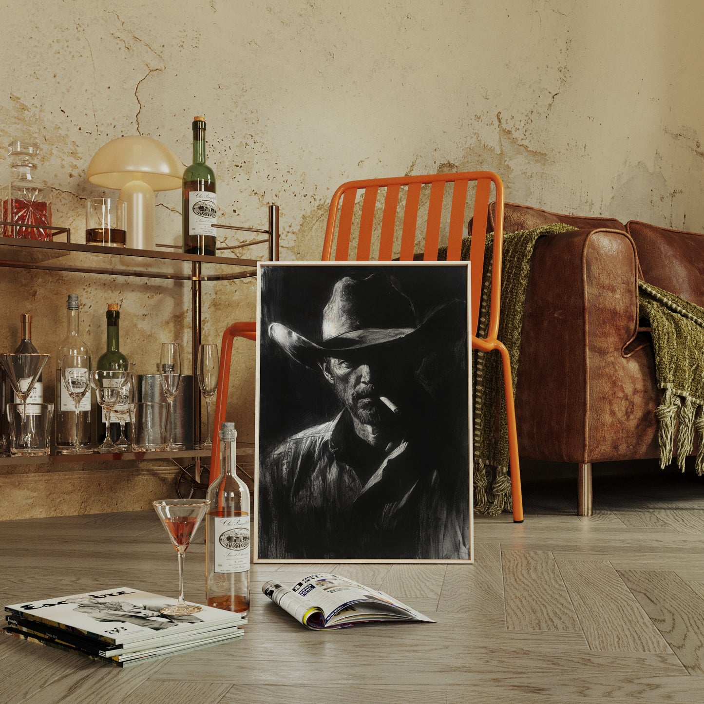 Cowboy de minuit dans l'ombre du fusain