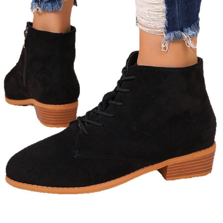 Womens Suede Short Slim-Fit Boots