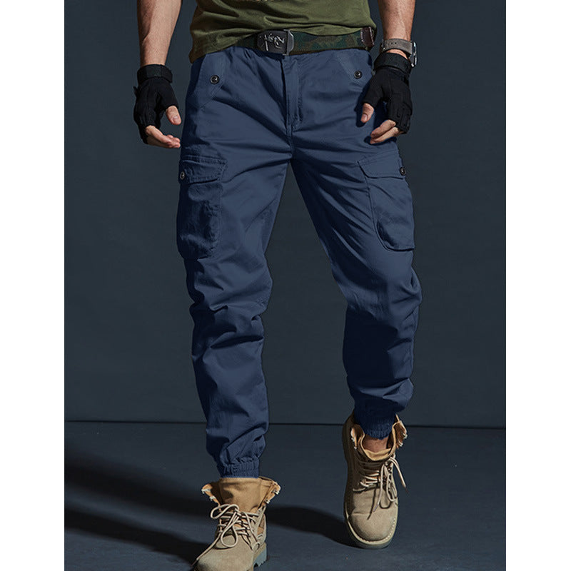 Mens Slim-fit Multi-pocket Work Trousers