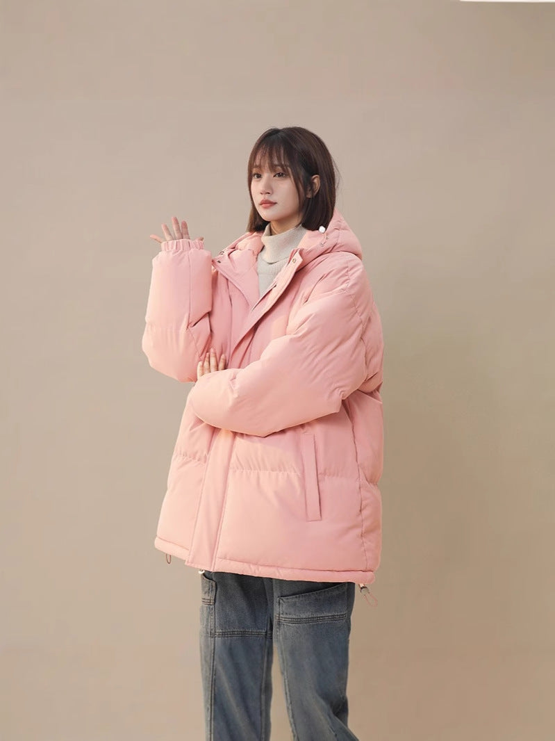 Womens Loose-fitting Solid-color Versatile Cotton Coat