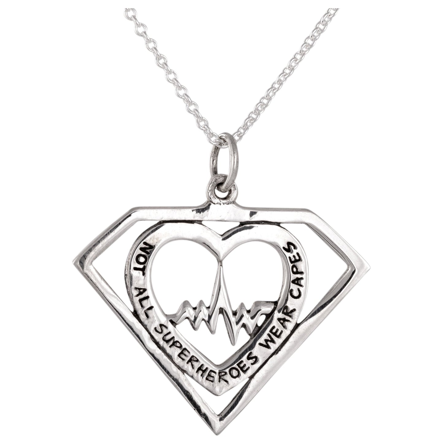 Healthcare Superhero Sterling Silver Necklace