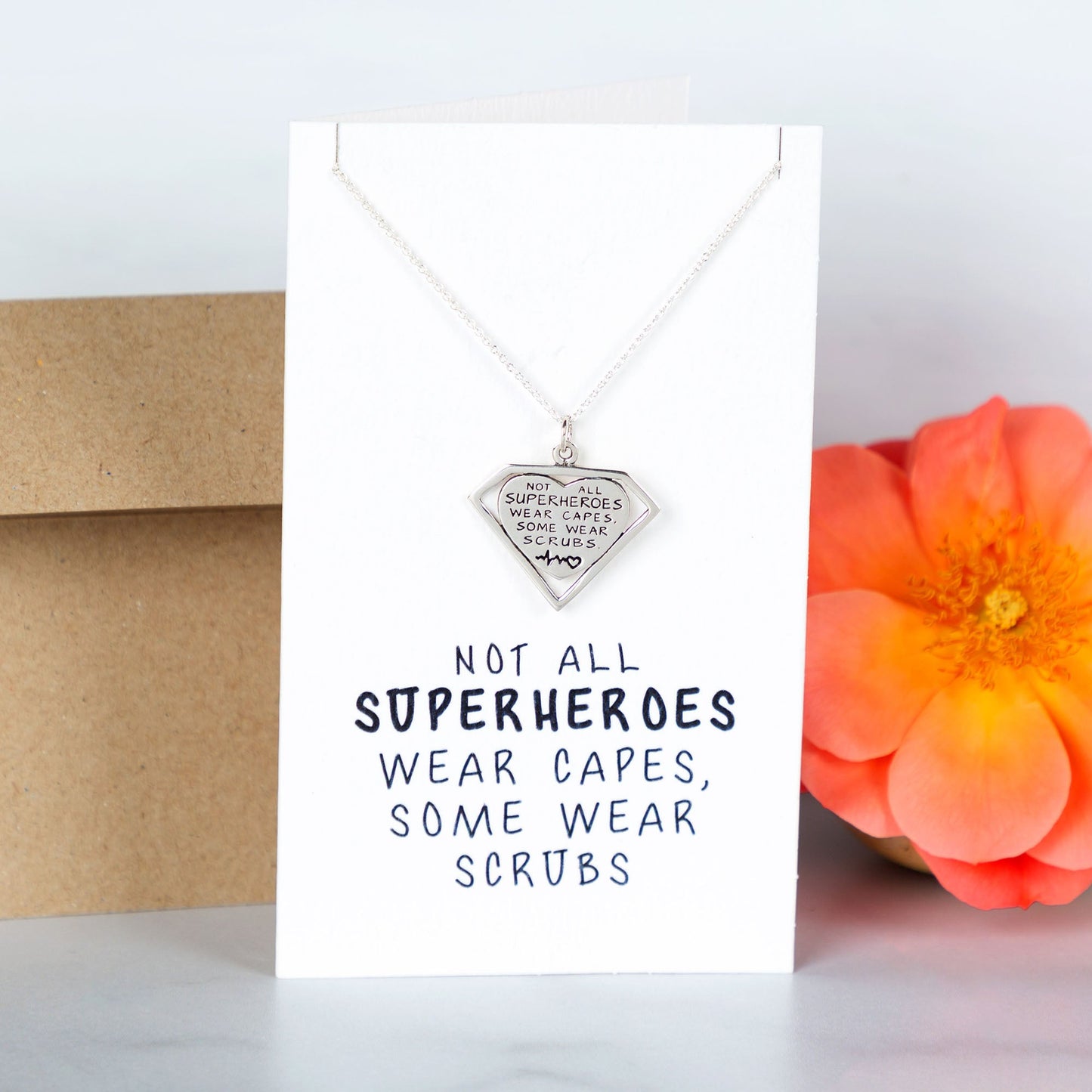Healthcare Superhero Sterling Silver Necklace