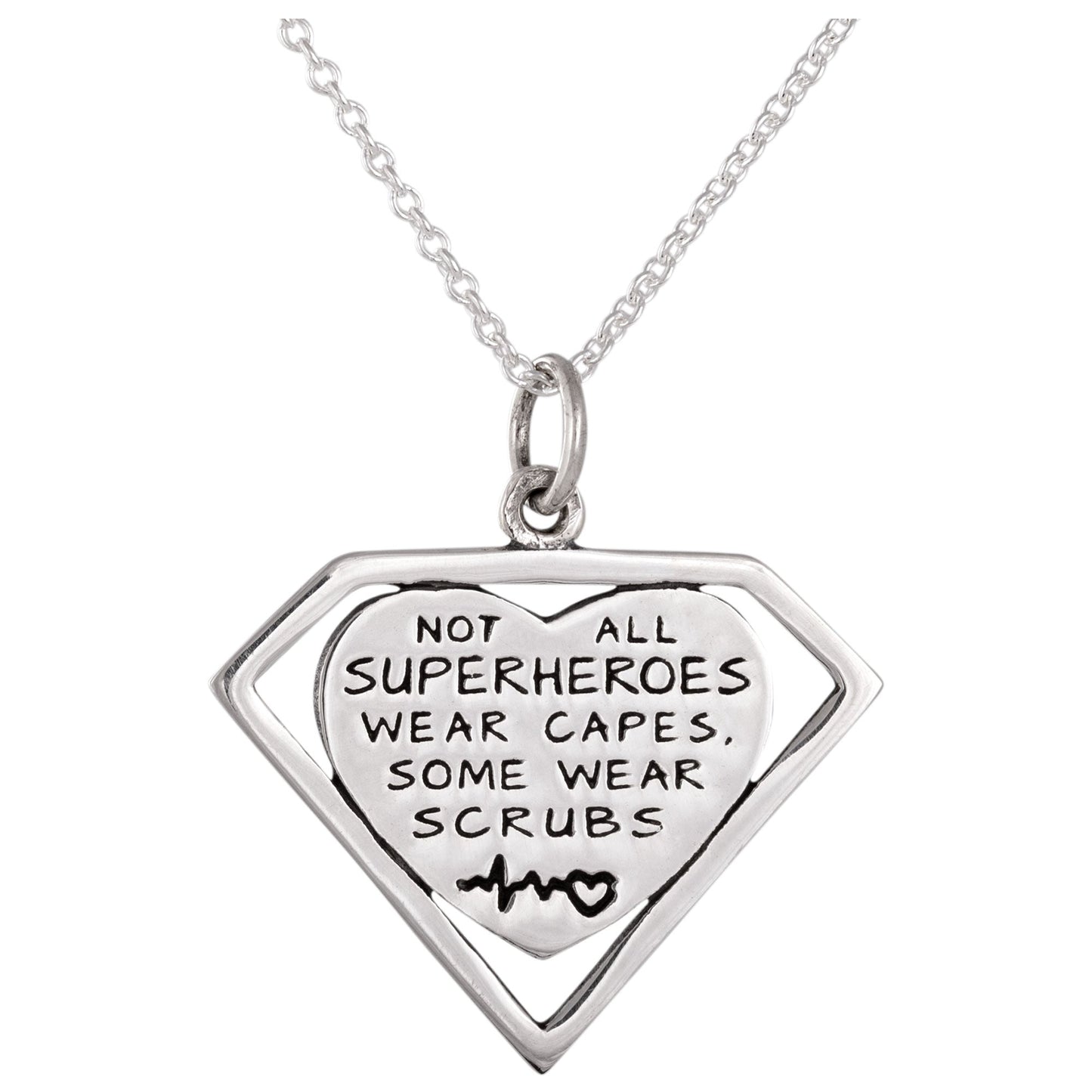 Healthcare Superhero Sterling Silver Necklace