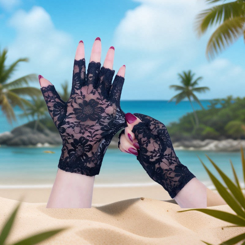 Half Finger Lace Sun Protection Gloves For Women Summer