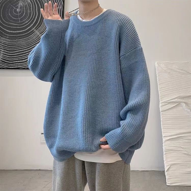 Solid-color Crew-neck Sweater For Men And Women