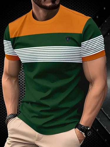Fashionable 3D Letter-Print Mens Casual T-Shirt