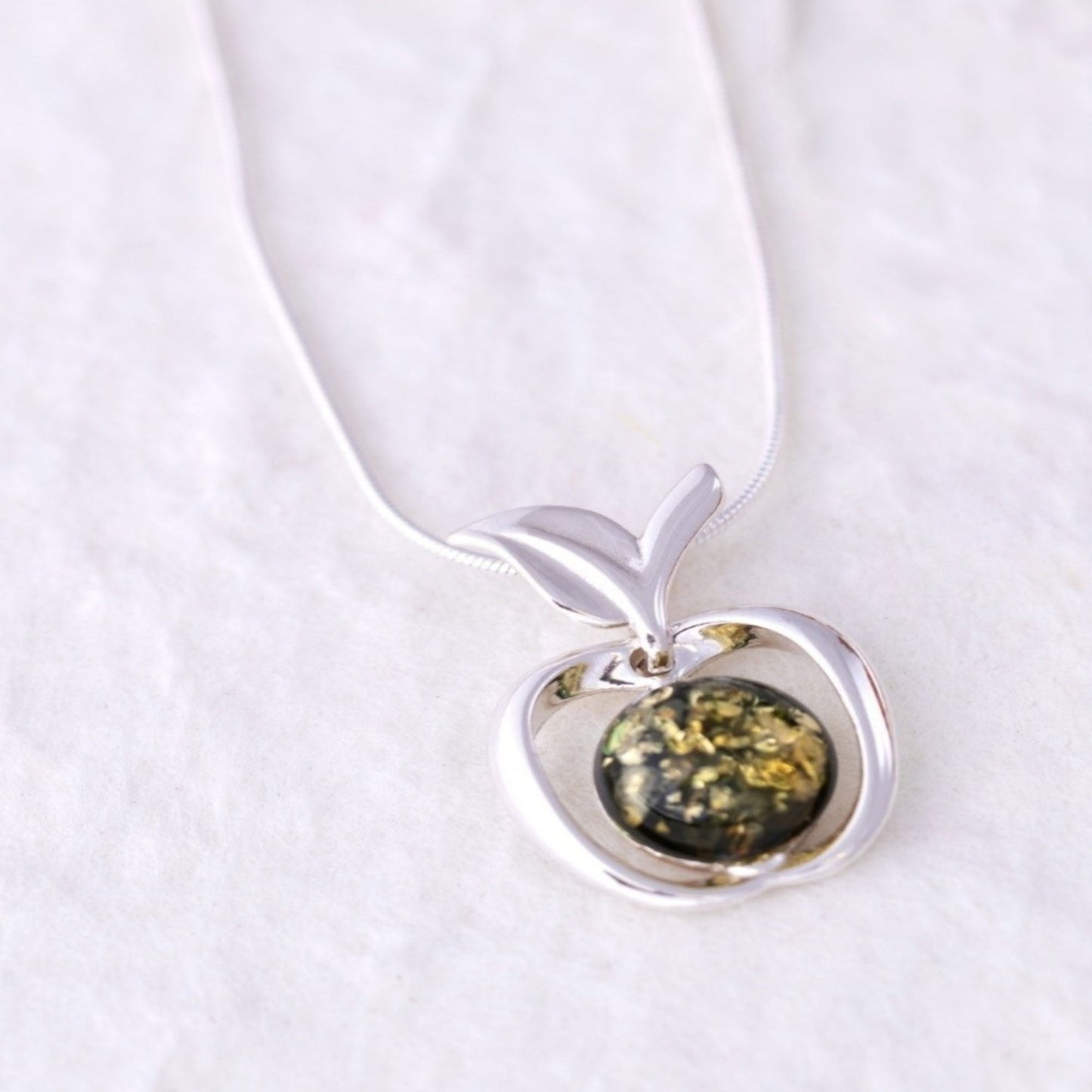 Sterling & Amber Apple Necklace