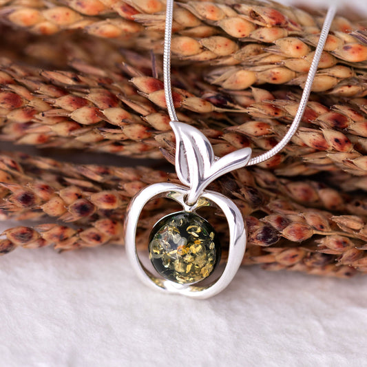 Sterling & Amber Apple Necklace