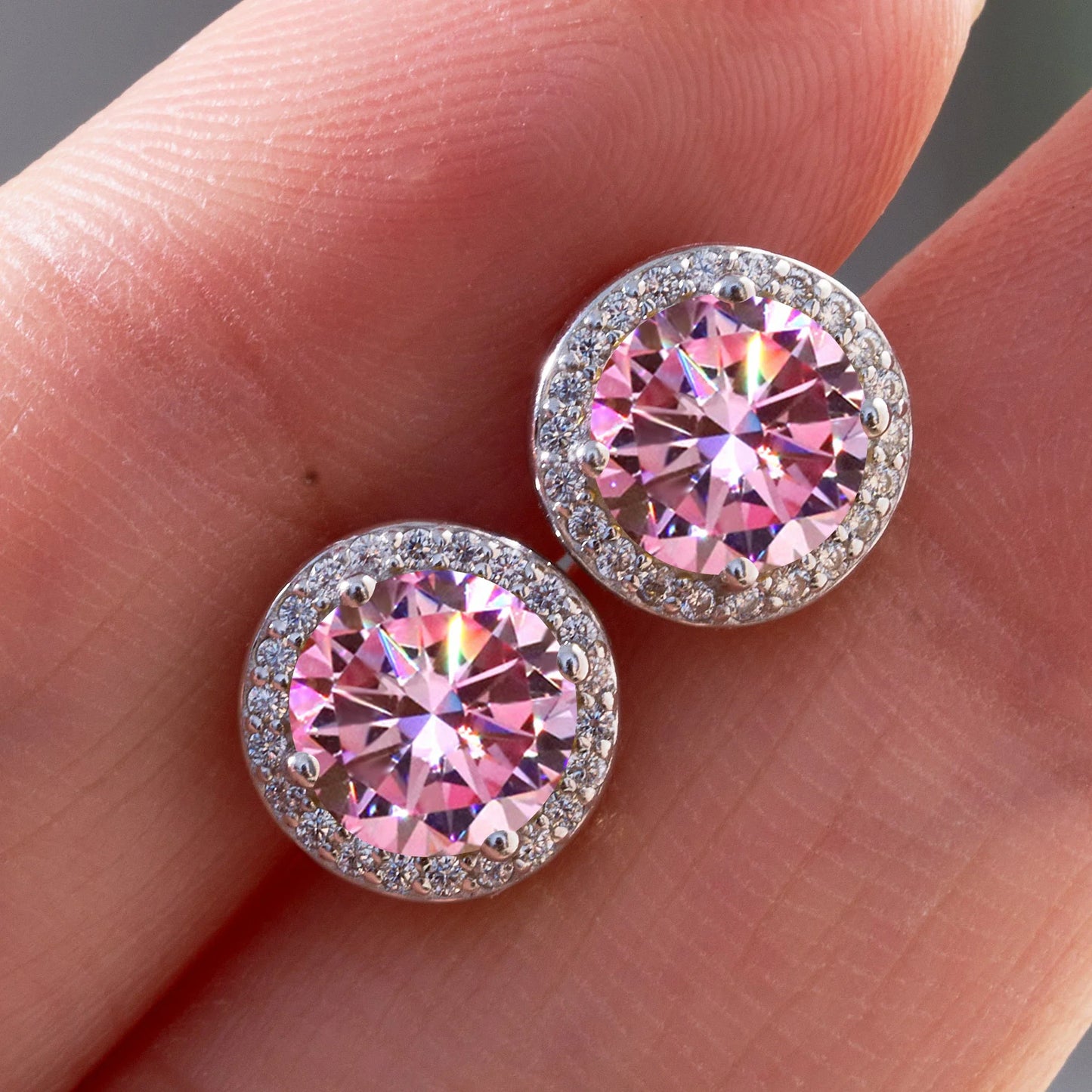 925 Sterling Silver 1ct Moissanite Round Stud Earrings Bridal Wedding Gift