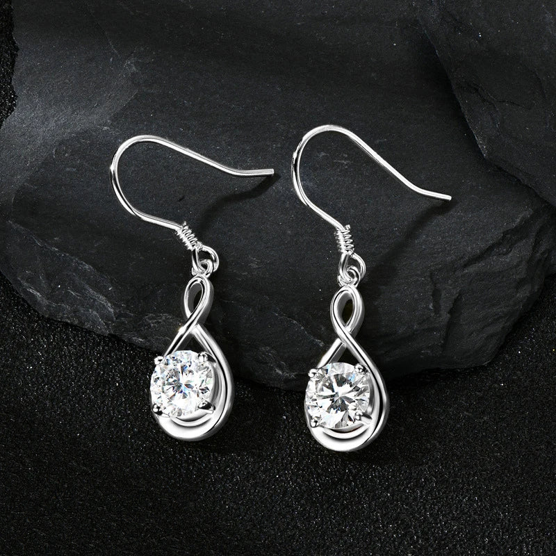 925 Sterling Silver 1ct Round Moissanite Teardrop Earrings Classic Casual