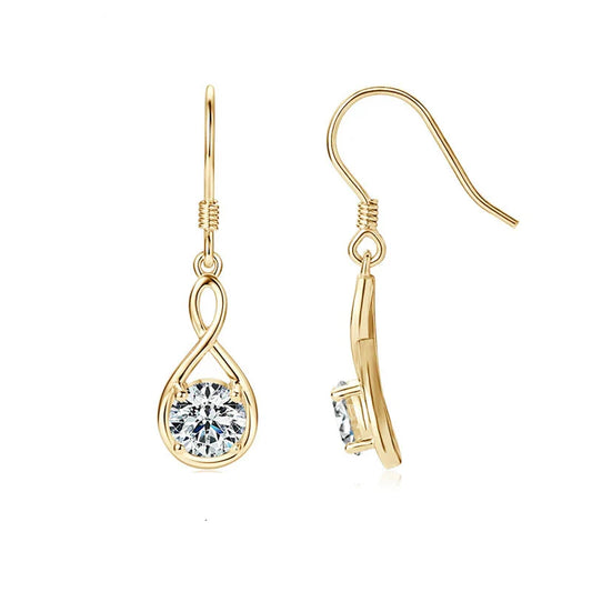 925 Sterling Silver 1ct Round Moissanite Teardrop Earrings Classic Casual